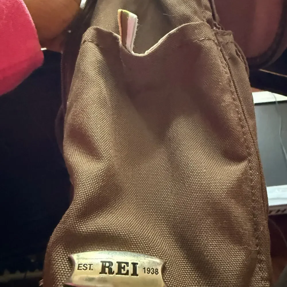 REI convertible backpack with Sling Zipper Brown w/silver hardware and pockets
